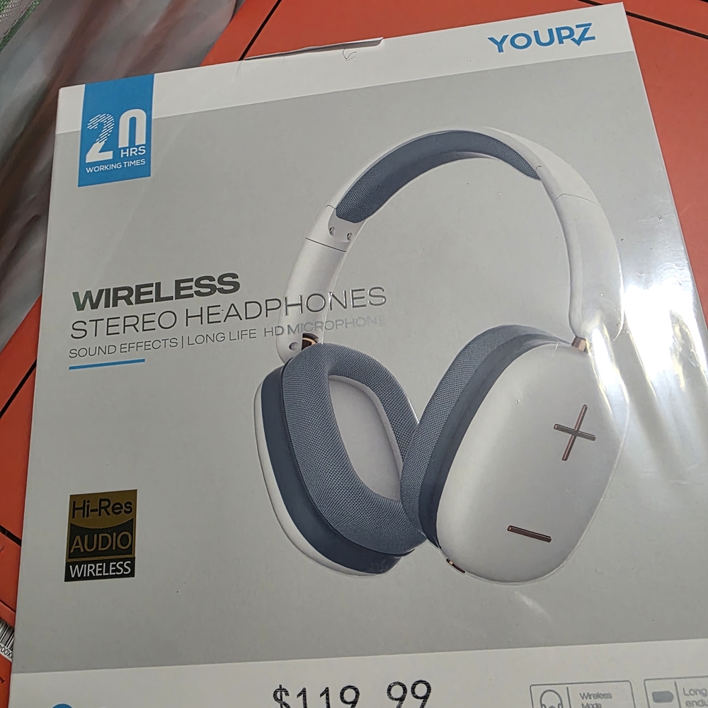 YOURZ Wireless Stereo Headphones in White & Blue